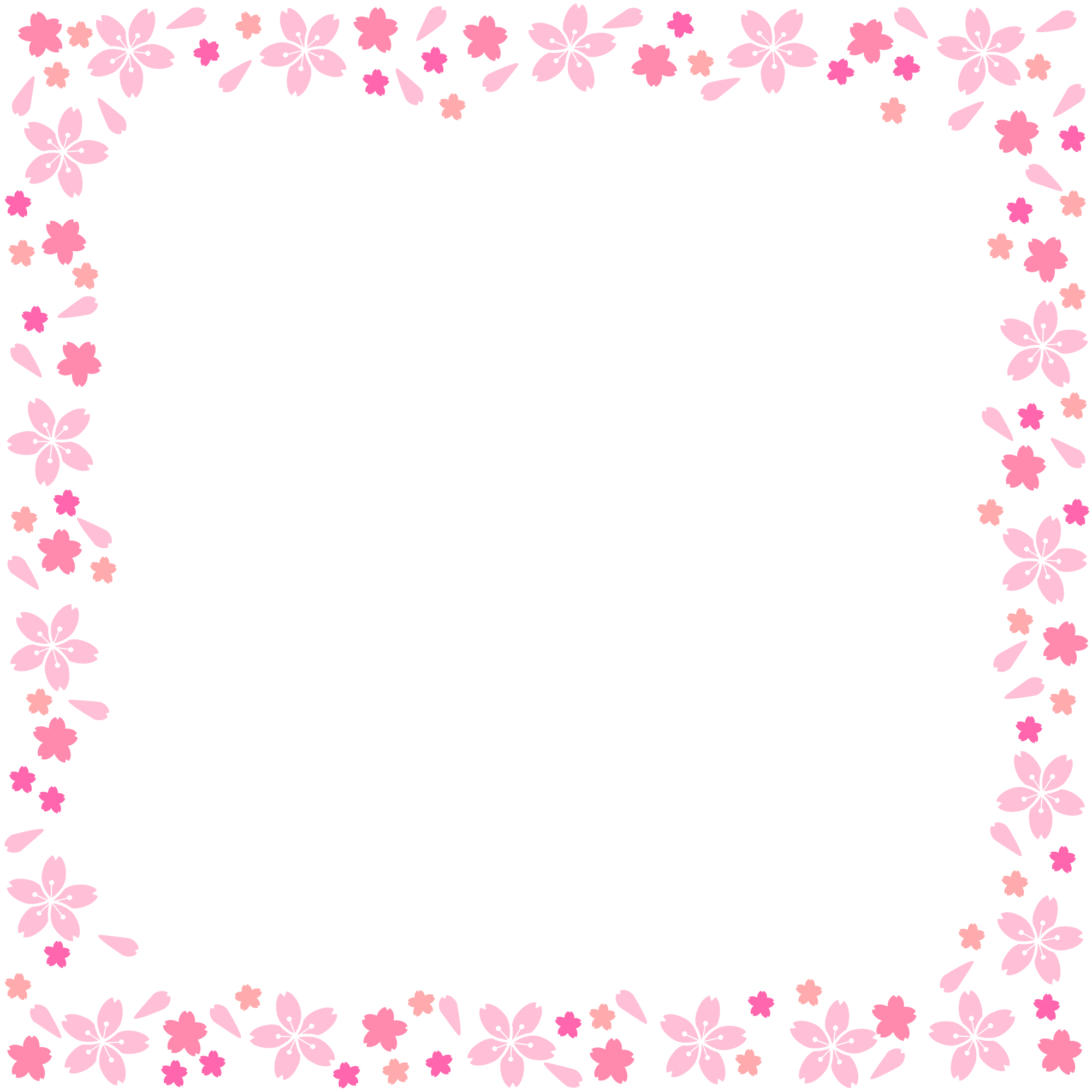 桜の花びらが散る正方形のフレーム Ziu Illustration